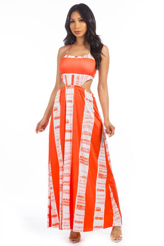 SUMMER NIGHTS CUT-OUT MAXI DRESS (ORANGE)