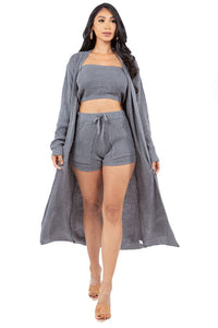 SHERA SWEATER CARDIGAN SHORT SET