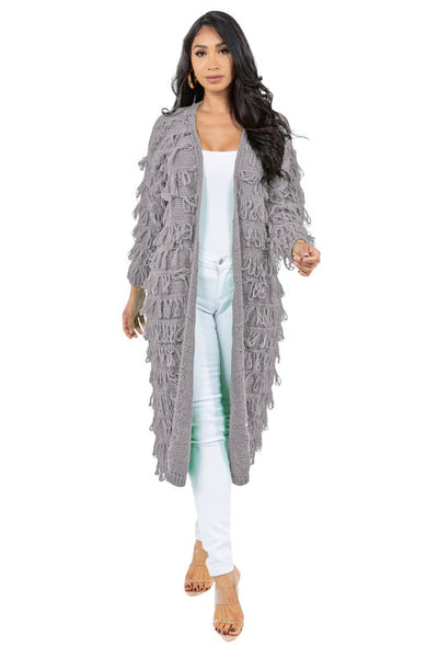 SHAGGY LONG SWEATER CARDIGAN