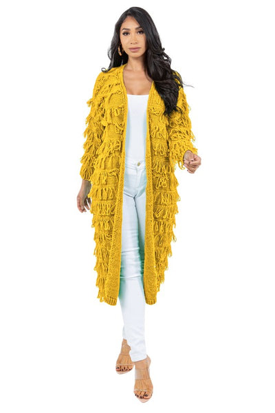 SHAGGY LONG SWEATER CARDIGAN