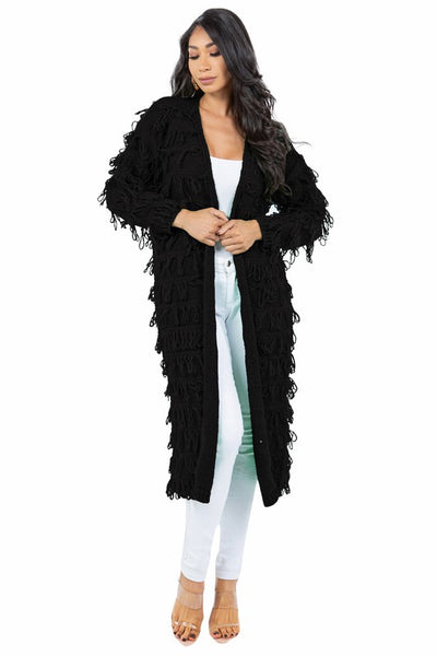 SHAGGY LONG SWEATER CARDIGAN