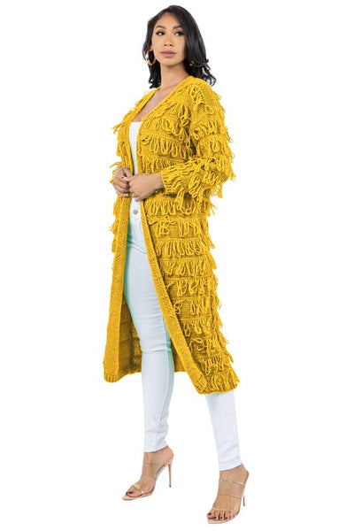 SHAGGY LONG SWEATER CARDIGAN