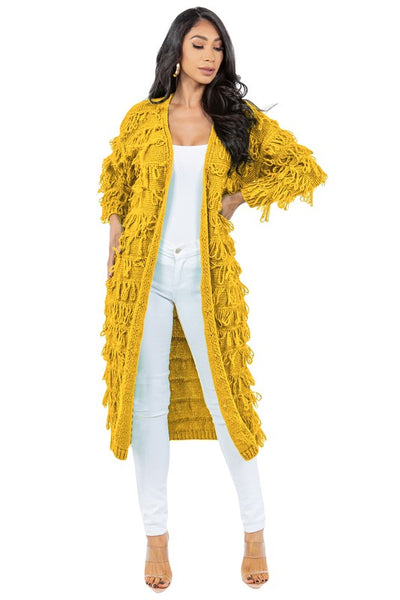 SHAGGY LONG SWEATER CARDIGAN