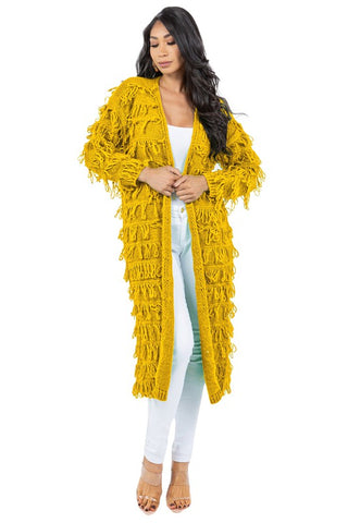 SHAGGY LONG SWEATER CARDIGAN