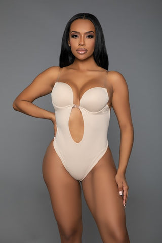 Looking Curvy Plunging Neck Bodysuit Bodyshaper