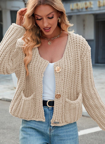 Dainty Cropped Knit Cardigan