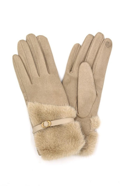 Faux Fur Ultra Suede Fashion Gloves