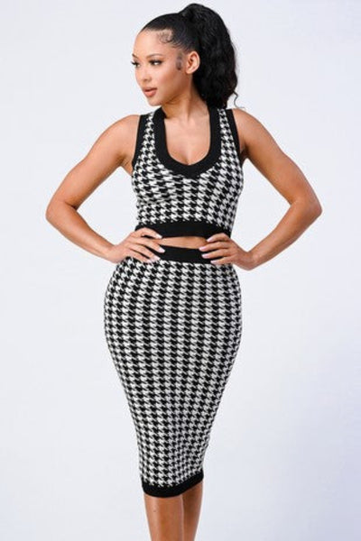 Dionne Houndstooth 2-Piece Skirt Set